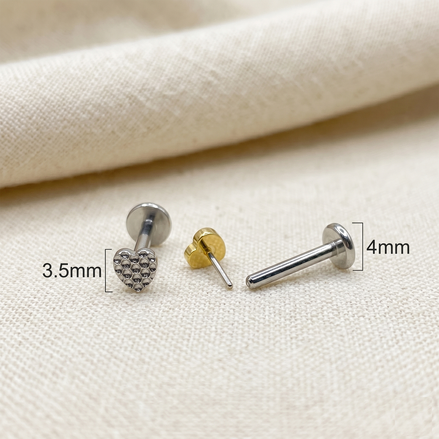 Titanium Heart Threadless Labret Stud