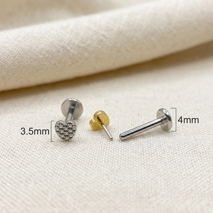 Titanium Heart Threadless Labret Stud