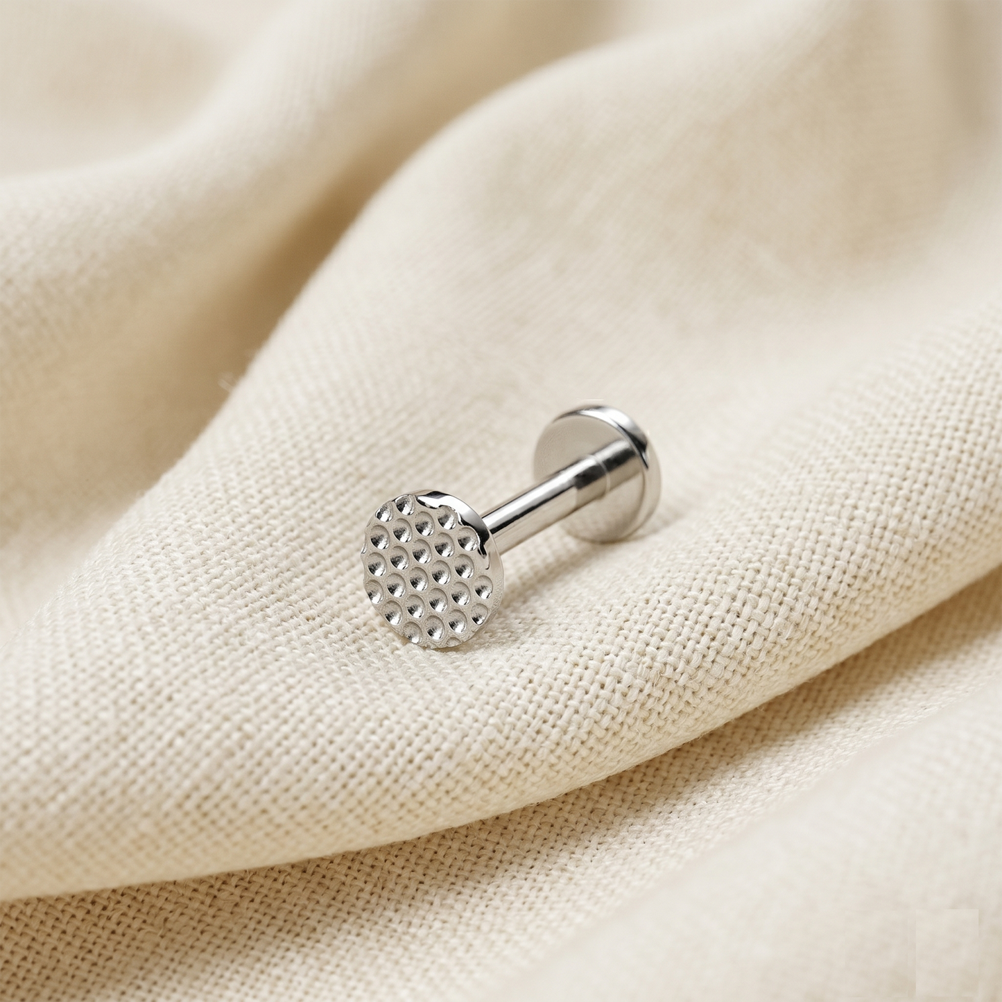Titanium Round Beaded Threadless Stud