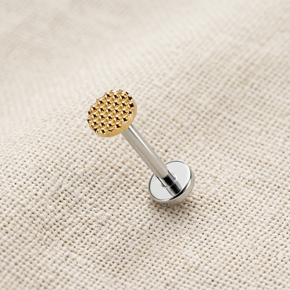 Titanium Round Beaded Threadless Stud