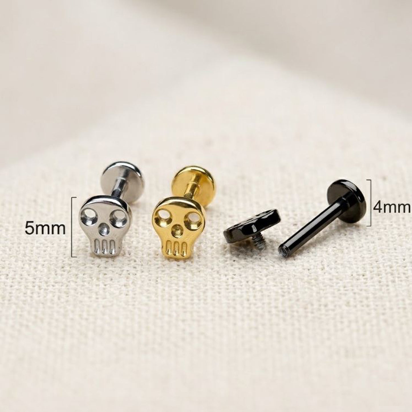 Titanium Hollow Skull Threaded Stud 16G