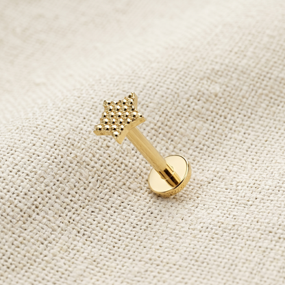Titanium Beaded Star Threaded Stud 16G