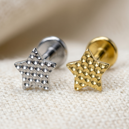 Titanium Beaded Star Threaded Stud 16G