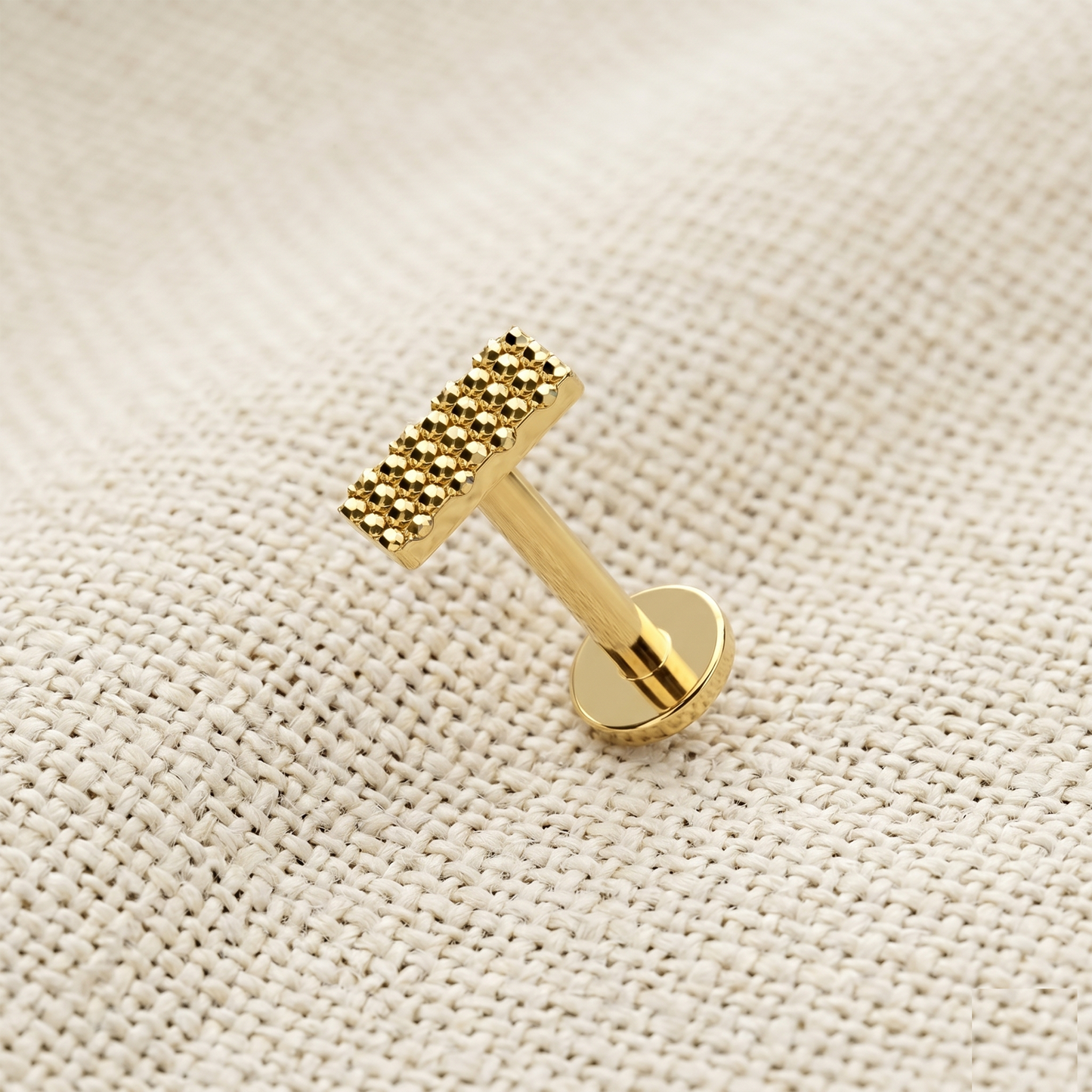 Titanium Beaded Rectangle Threaded Stud 16G