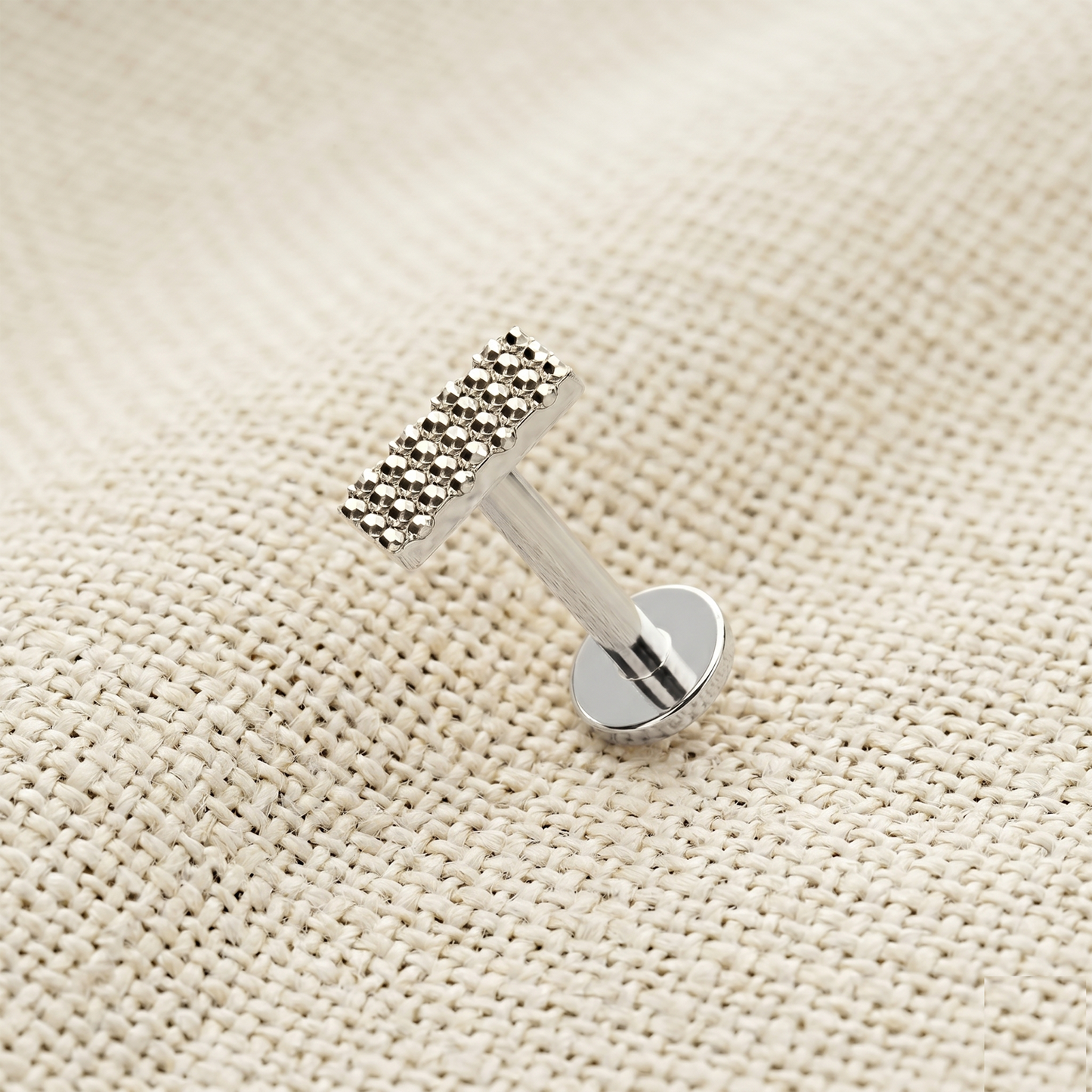 Titanium Beaded Rectangle Threaded Stud 16G