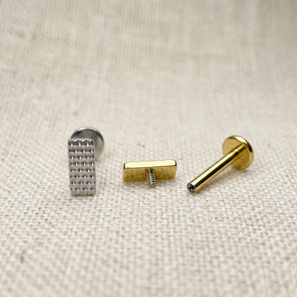 Titanium Beaded Rectangle Threaded Stud 16G