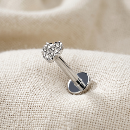 Titanium Beaded Heart Threaded Stud 16G