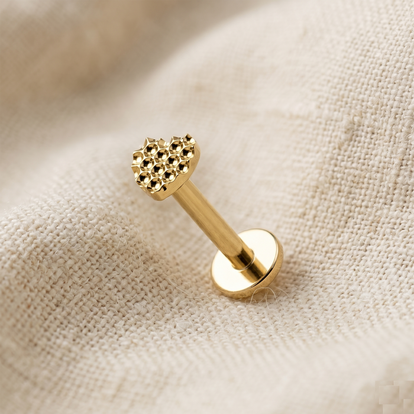 Titanium Beaded Heart Threaded Stud 16G
