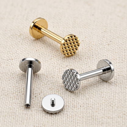Titanium Beaded Round Threaded Stud 16G
