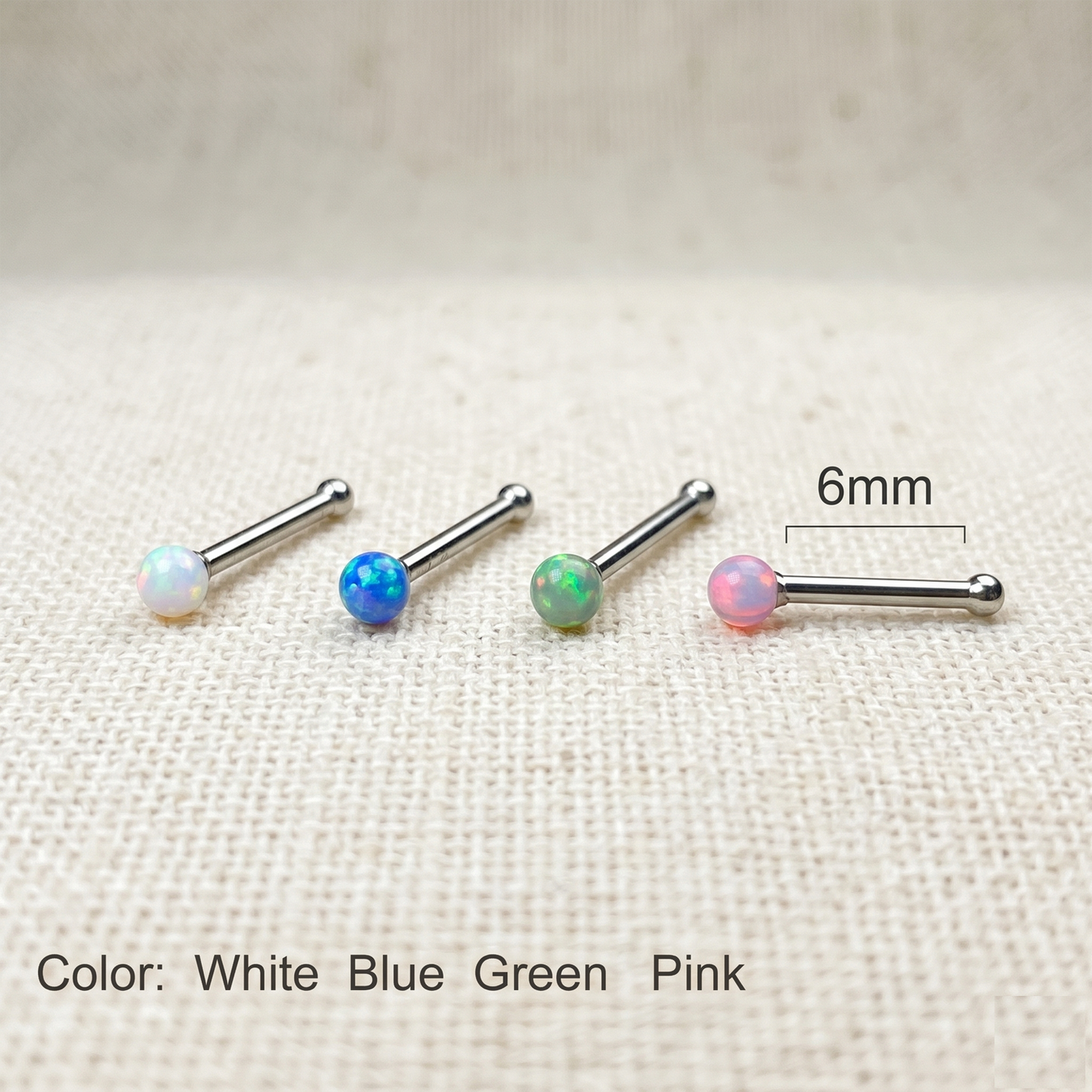 Surgical Steel Opal Ball Nose Bone Stud 20G