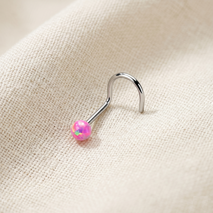 Surgical Steel Opal Ball Nose Screw 18G 20G
