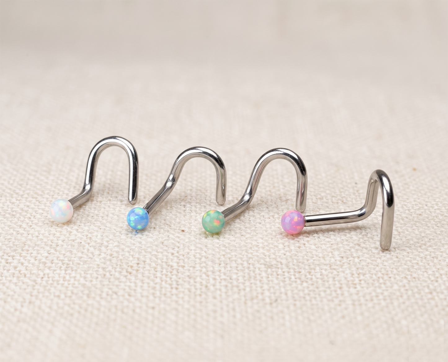 Surgical Steel Opal Ball Nose Screw 18G 20G