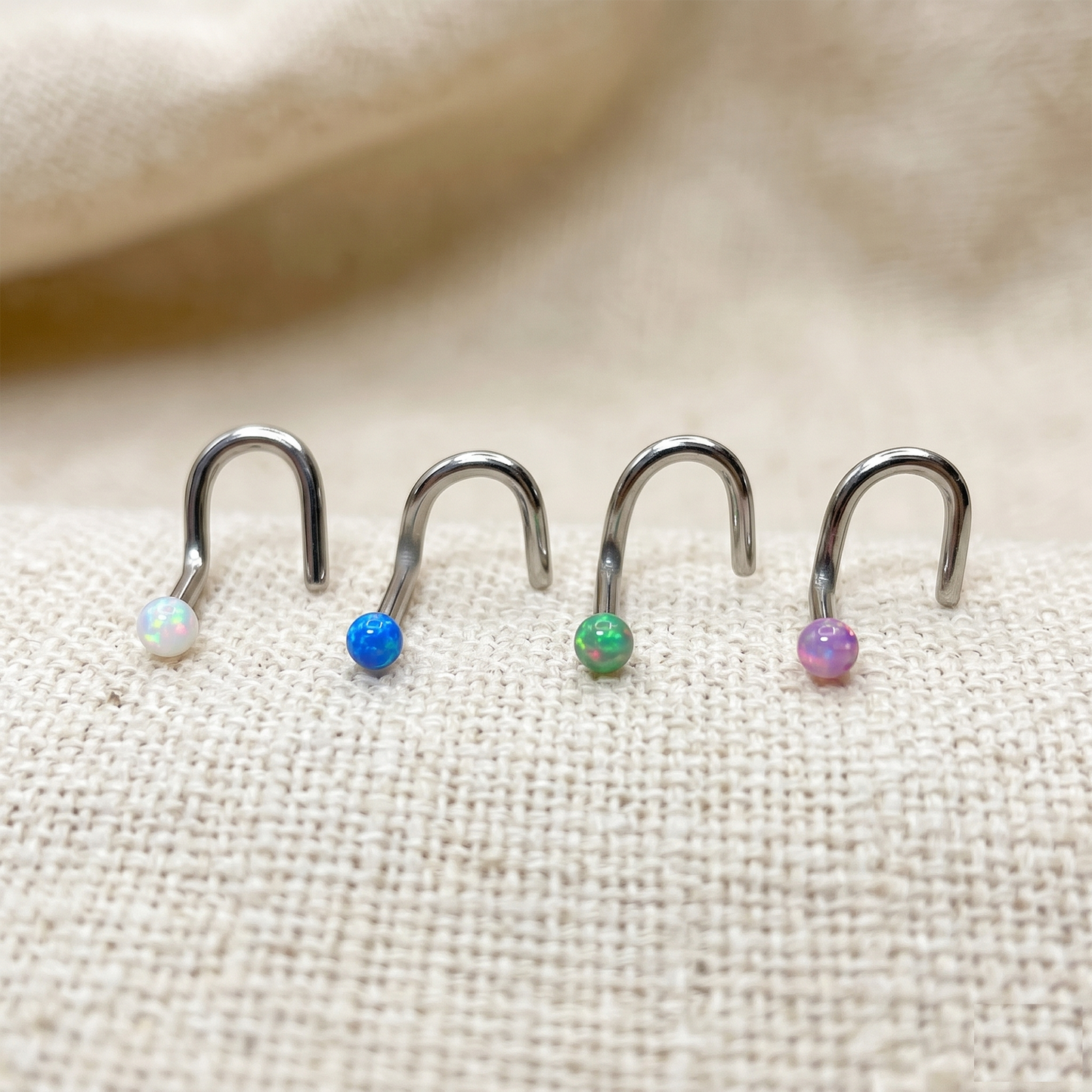 Surgical Steel Opal Ball Nose Screw 18G 20G