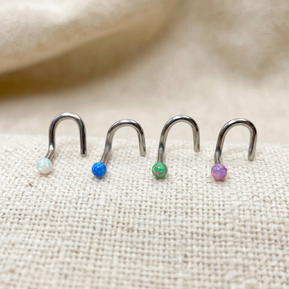 Surgical Steel Opal Ball Nose Screw 18G 20G