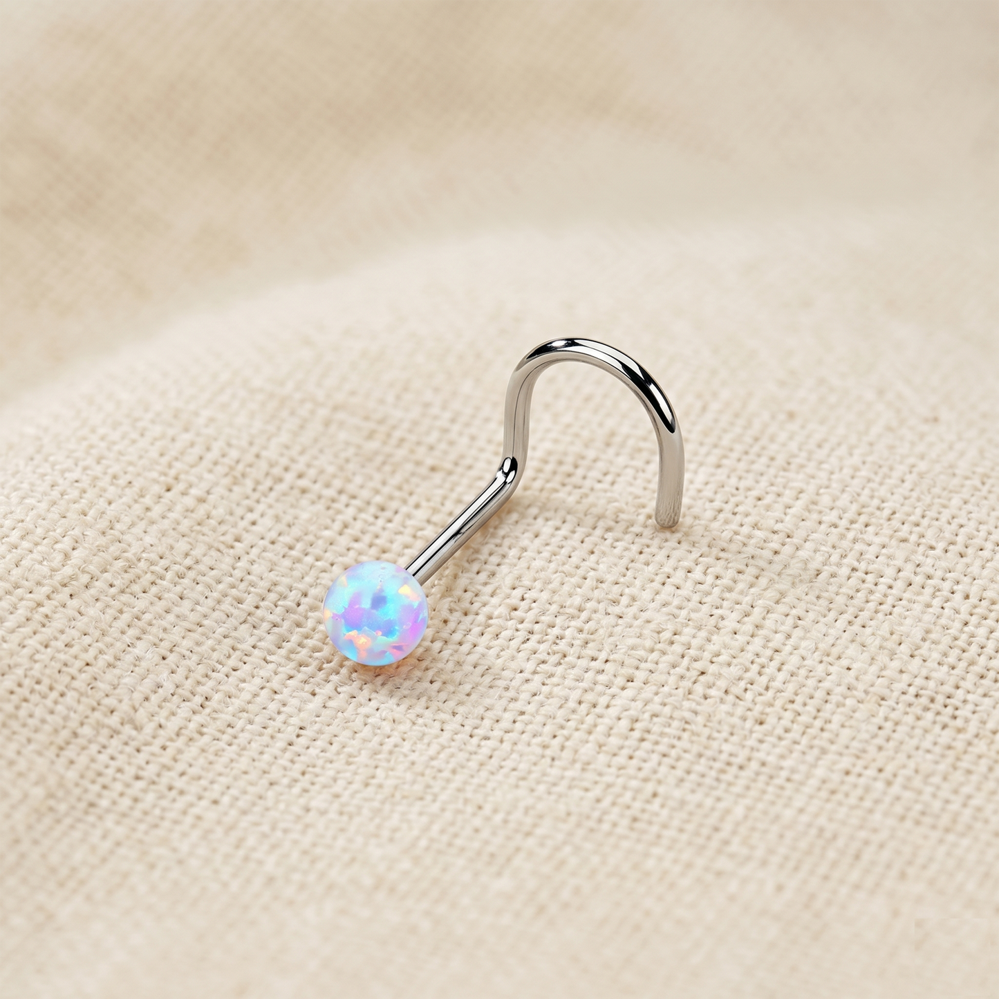 Surgical Steel Opal Ball Nose Screw 18G 20G