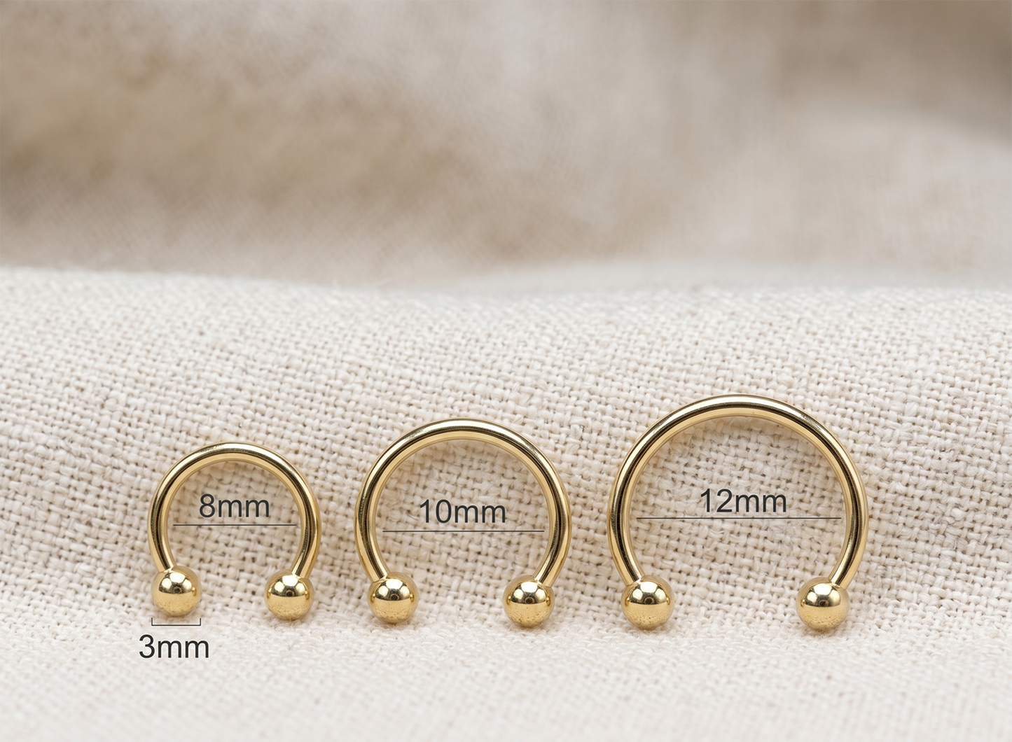 Surgical Steel Gold Horseshoe Circular Barbell