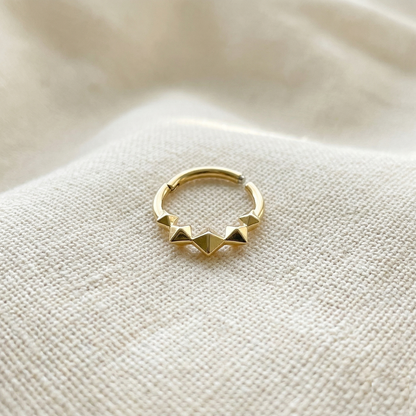 Titanium Diamond-Shaped Front Hinged Hoop 16G
