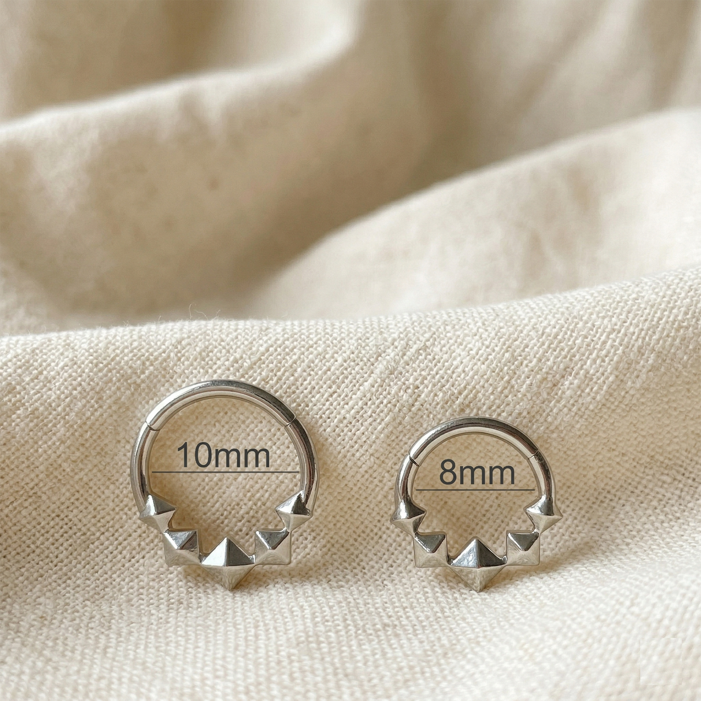 Titanium Diamond-Shaped Front Hinged Hoop 16G