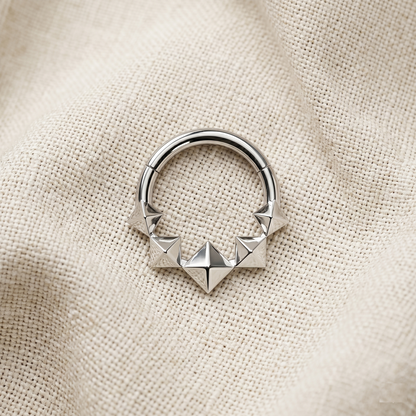 Titanium Diamond-Shaped Front Hinged Hoop 16G
