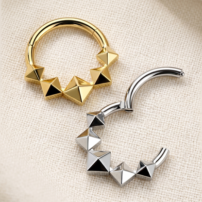 Titanium Diamond-Shaped Front Hinged Hoop 16G