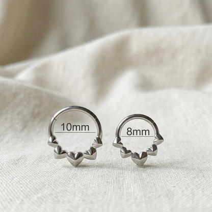 Titanium Heart Front Hinged Hoop 16G