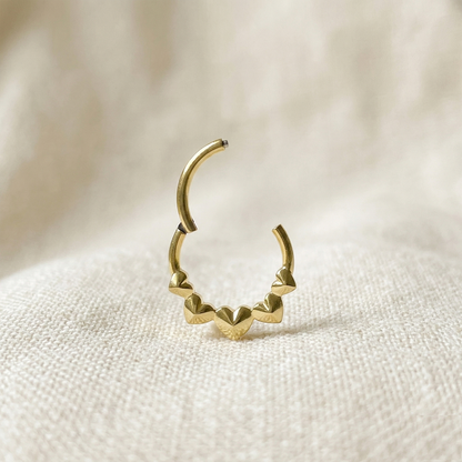 Titanium Heart Front Hinged Hoop 16G