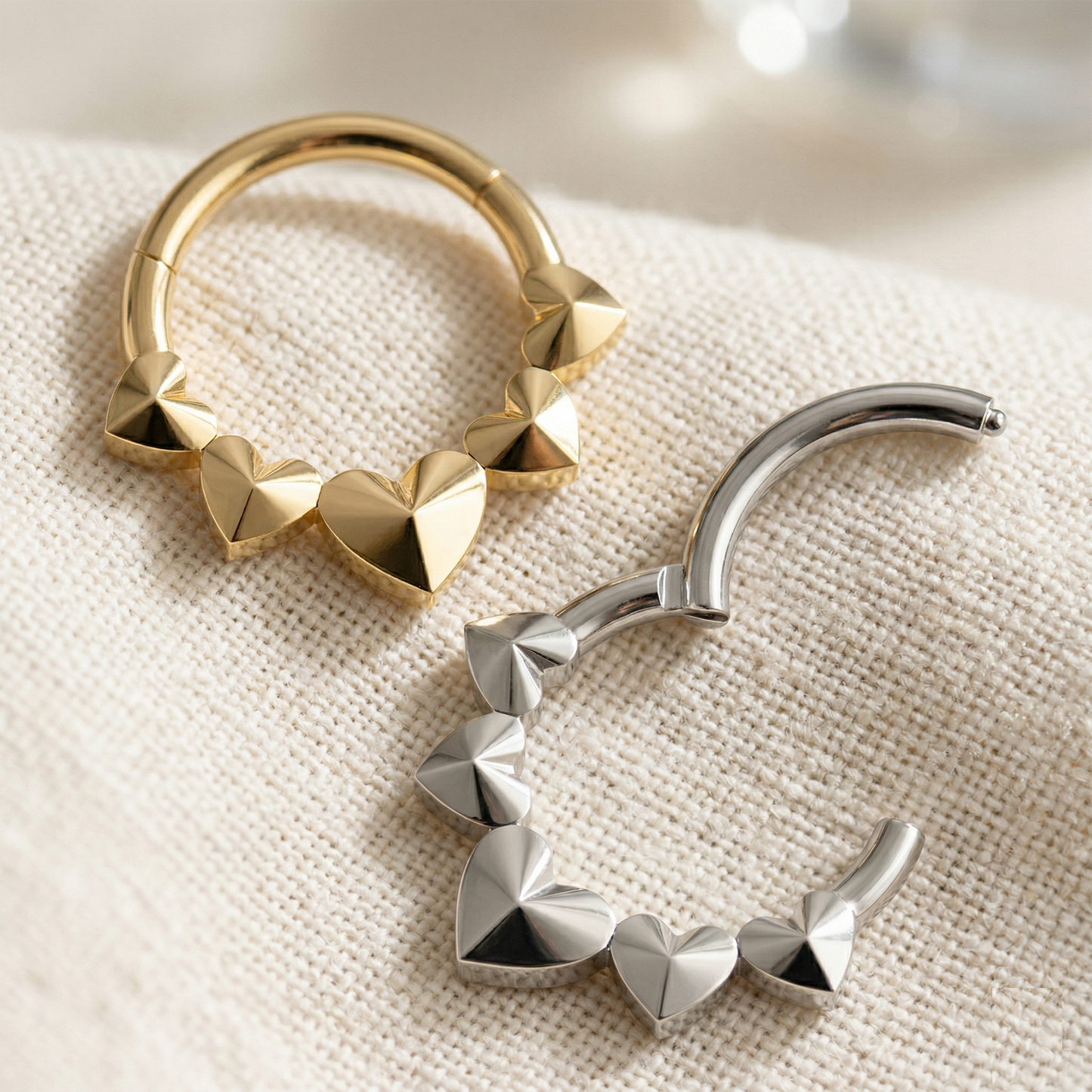 Titanium Heart Front Hinged Hoop 16G