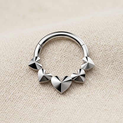 Titanium Heart Front Hinged Hoop 16G