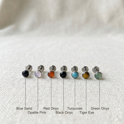 Titanium Natural Stone Round Threadless Stud
