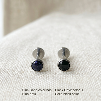 Titanium Natural Stone Round Threadless Stud