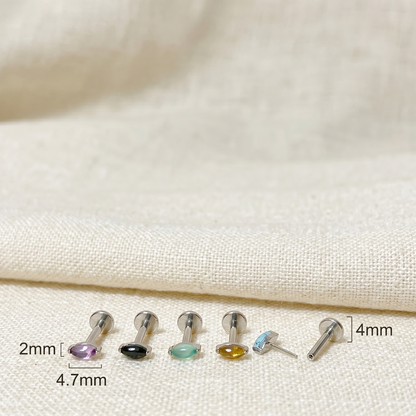 Titanium Marquise Natural Stone Threadless Stud