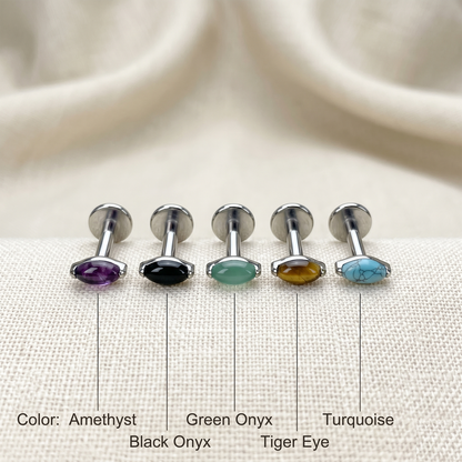Titanium Marquise Natural Stone Threadless Stud
