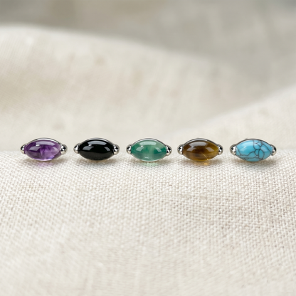 Titanium Marquise Natural Stone Threadless Top