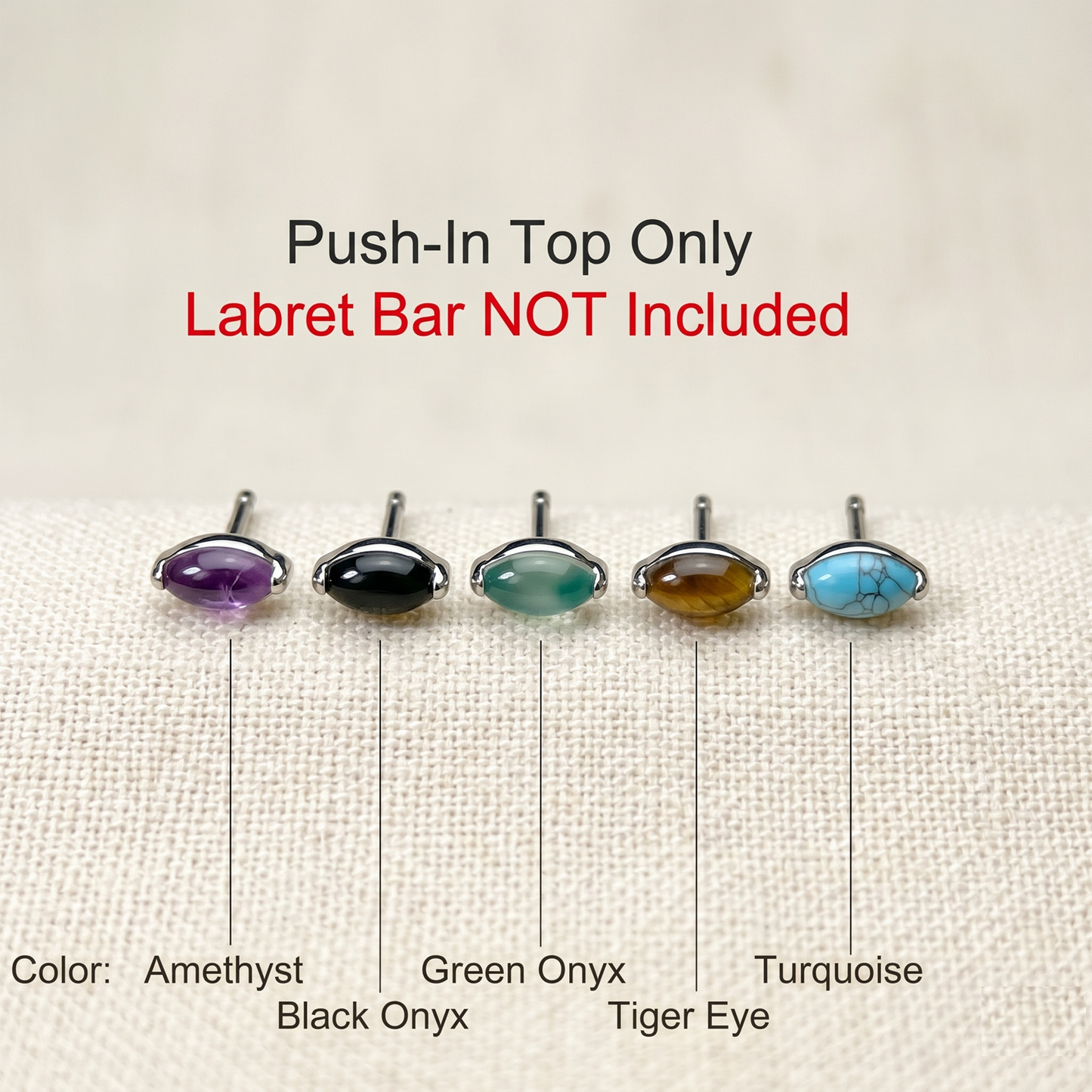 Titanium Marquise Natural Stone Threadless Top