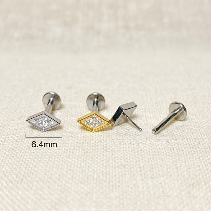 Titanium Diamond Shape CZ Threadless Stud