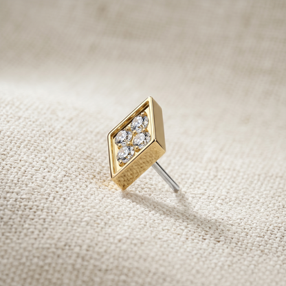 Titanium Diamond Shape CZ Threadless Top