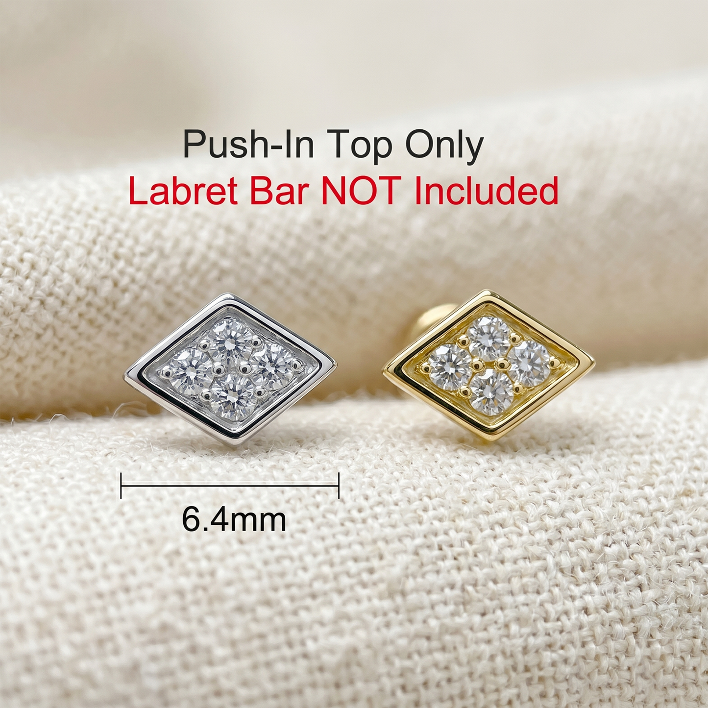 Titanium Diamond Shape CZ Threadless Top