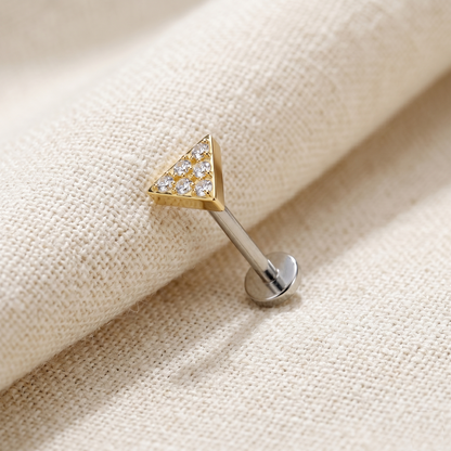 Titanium Triangle CZ Threadless Stud