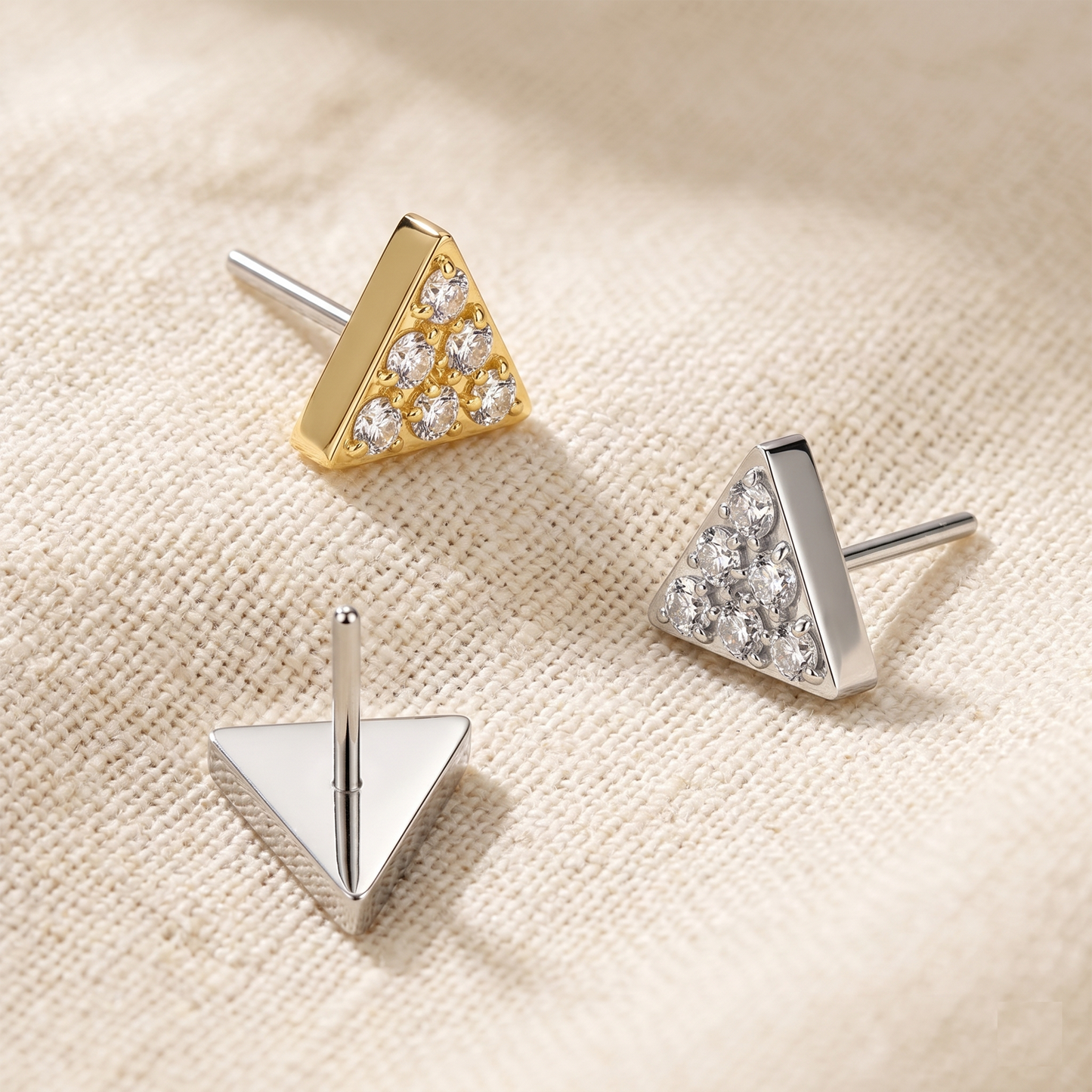Titanium Triangle CZ Threadless Top