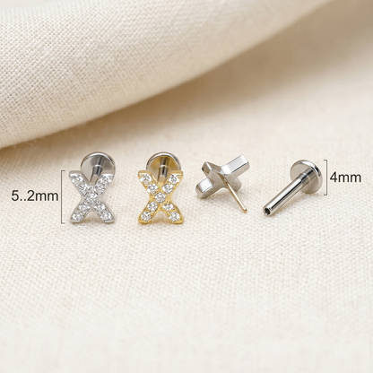 Titanium X CZ Top Threadless Stud