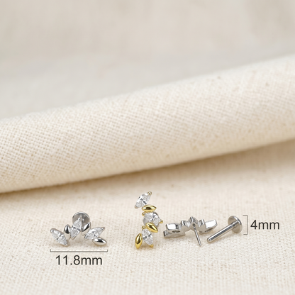 Titanium Triple Marquise CZ Threadless Stud