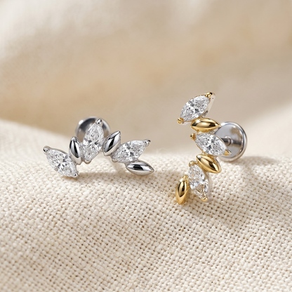 Titanium Triple Marquise CZ Threadless Stud