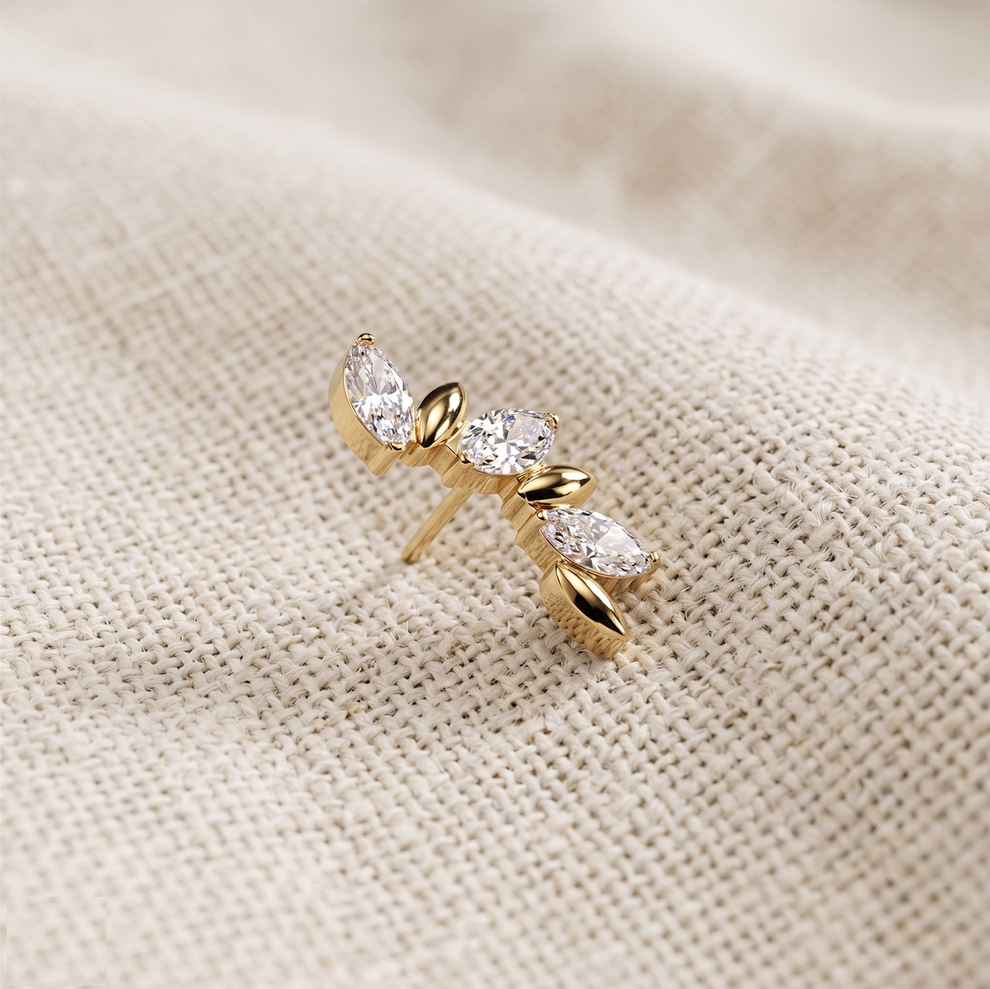 Titanium Triple Marquise CZ Threadless Top