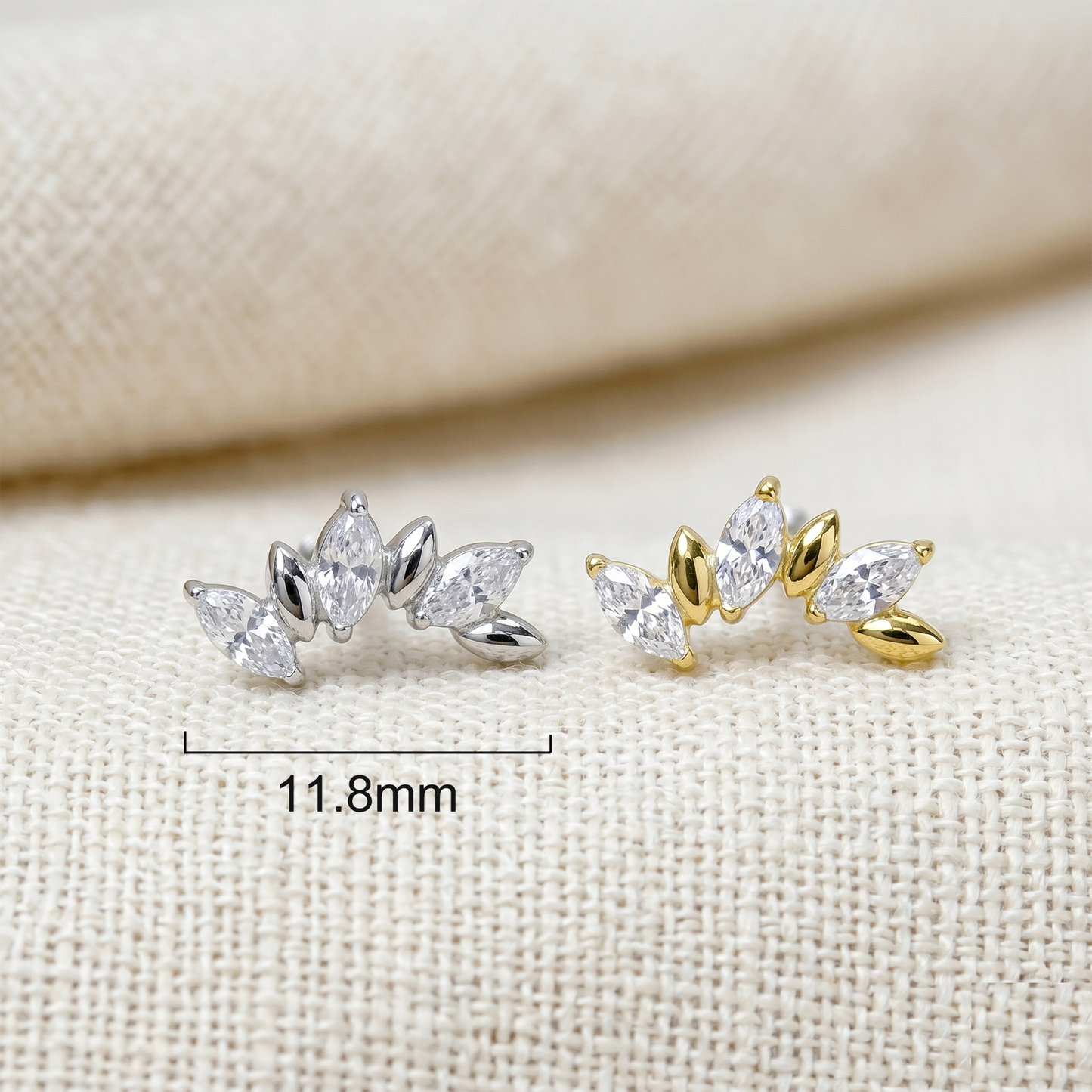 Titanium Triple Marquise CZ Threadless Top