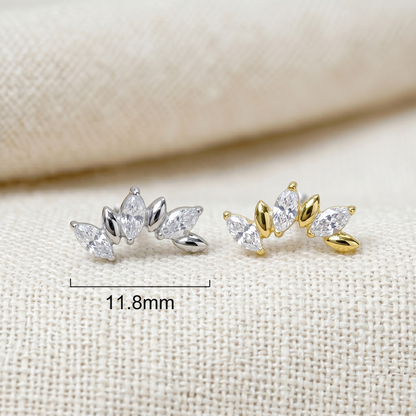 Titanium Triple Marquise CZ Threadless Top