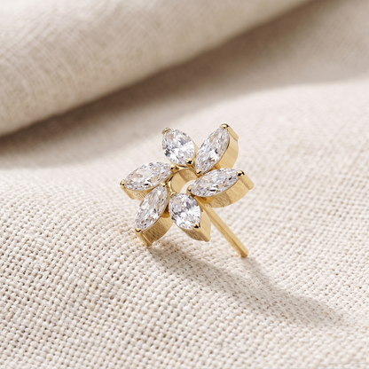 Titanium Marquise CZ Flower Threadless Top