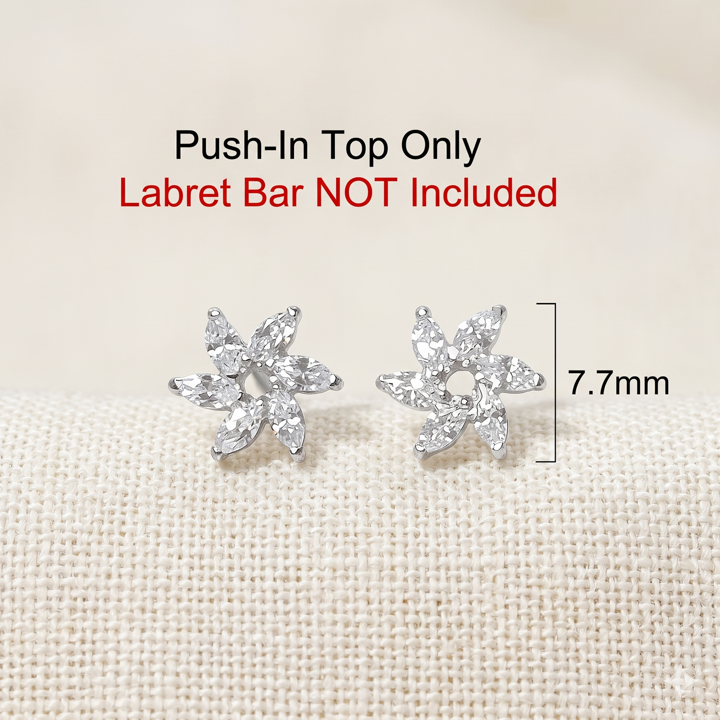 Titanium Marquise CZ Flower Threadless Top