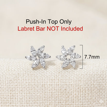 Titanium Marquise CZ Flower Threadless Top