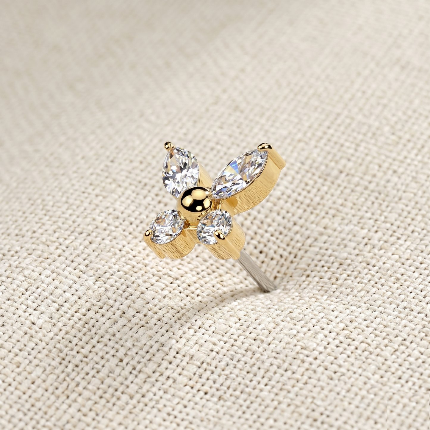 Titanium Butterfly CZ Threadless Top