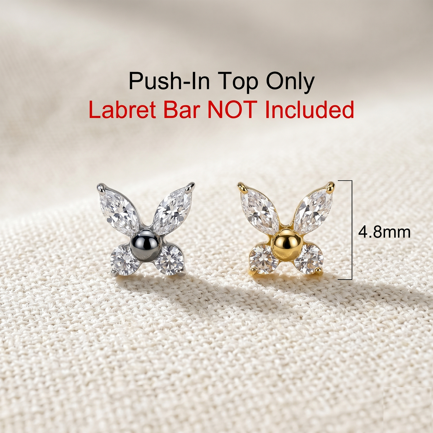 Titanium Butterfly CZ Threadless Top